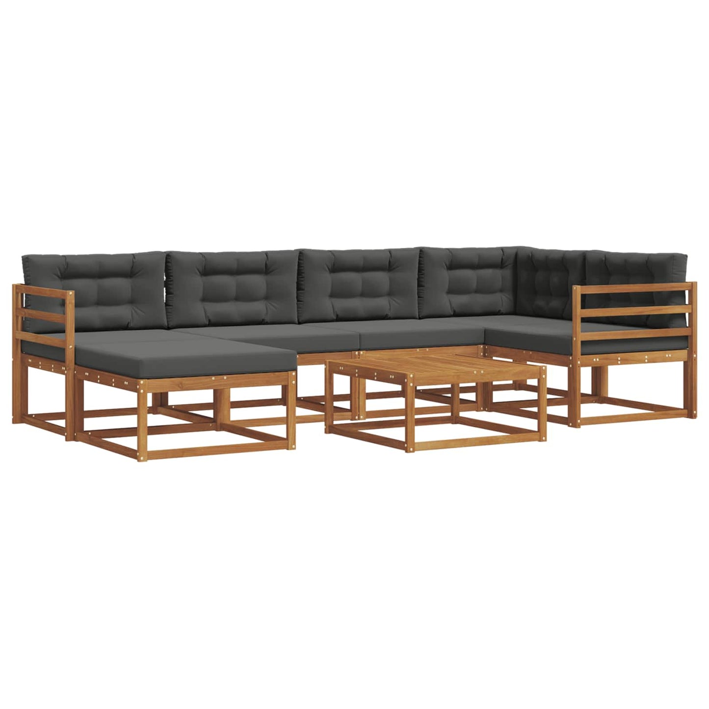 Set di divani da esterno con cuscino 7 pcs Naturale e Antracite | homemem39