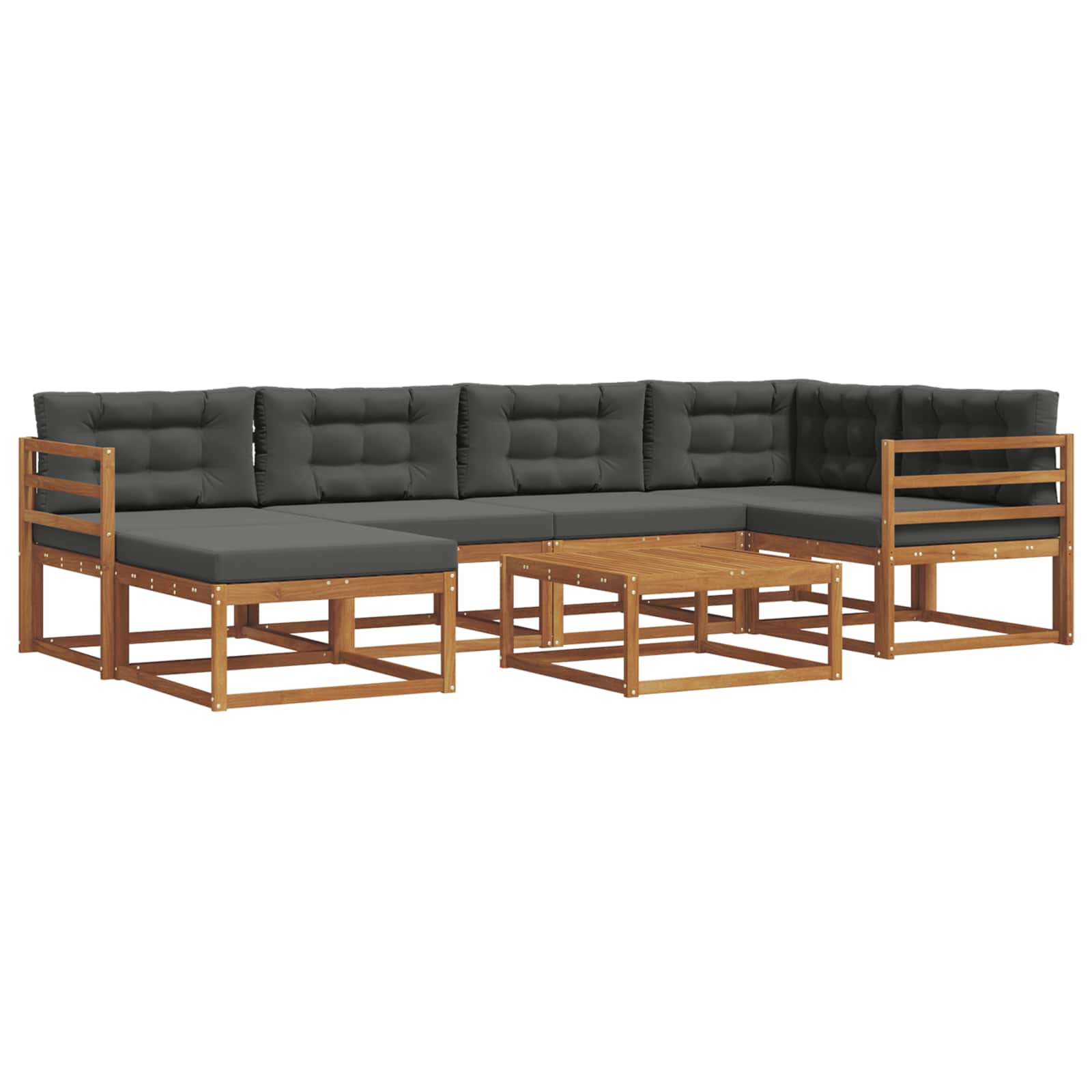 Set di divani da esterno con cuscino 7 pcs Naturale e Antracite | homemem39