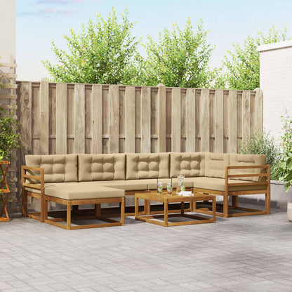 Set di divani da esterno con cuscino 7 pcs Naturale e Beige | homemem39