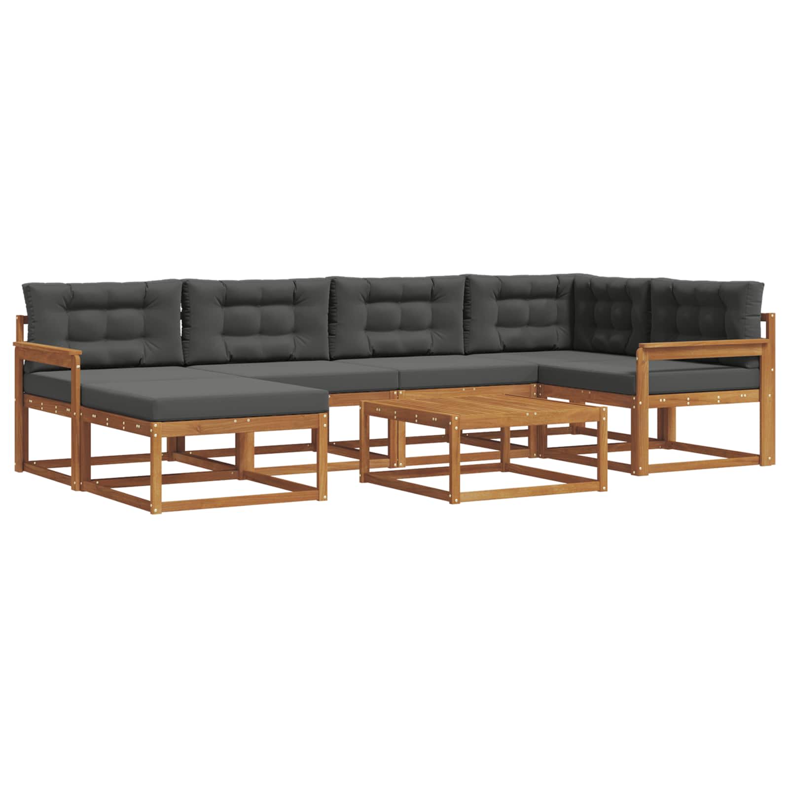 Set di divani da esterno con cuscino 7 pcs Naturale e Antracite | homemem39