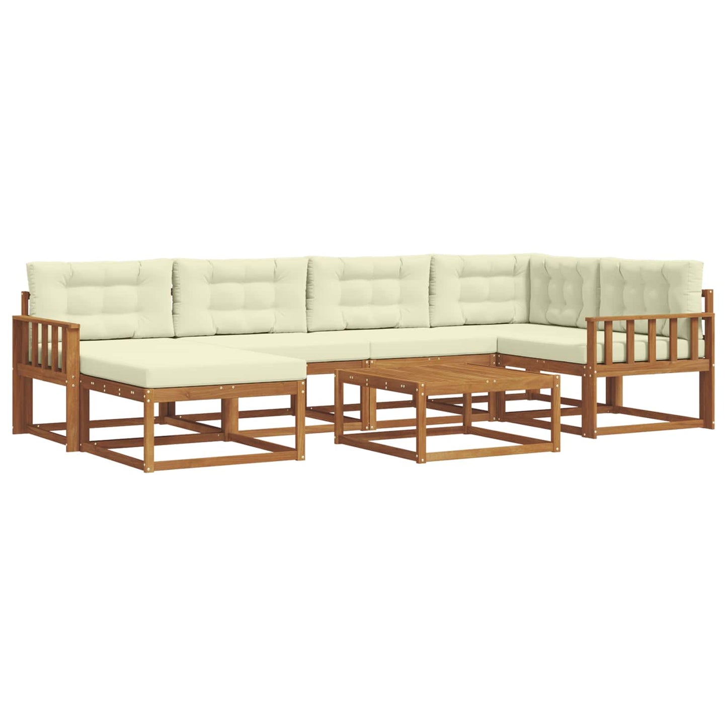 Set di divani da esterno con cuscino 7 pcs Naturale e Crema | homemem39