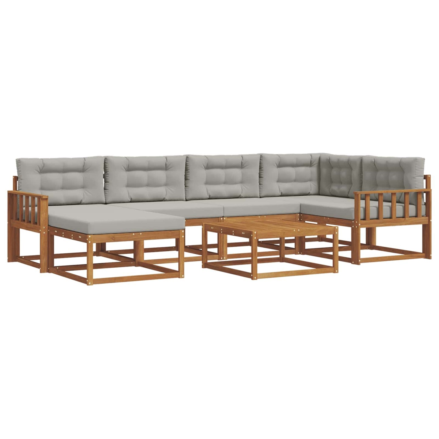 Set di divani da esterno 7 pcs Grigio Naturale e Chiaro | homemem39