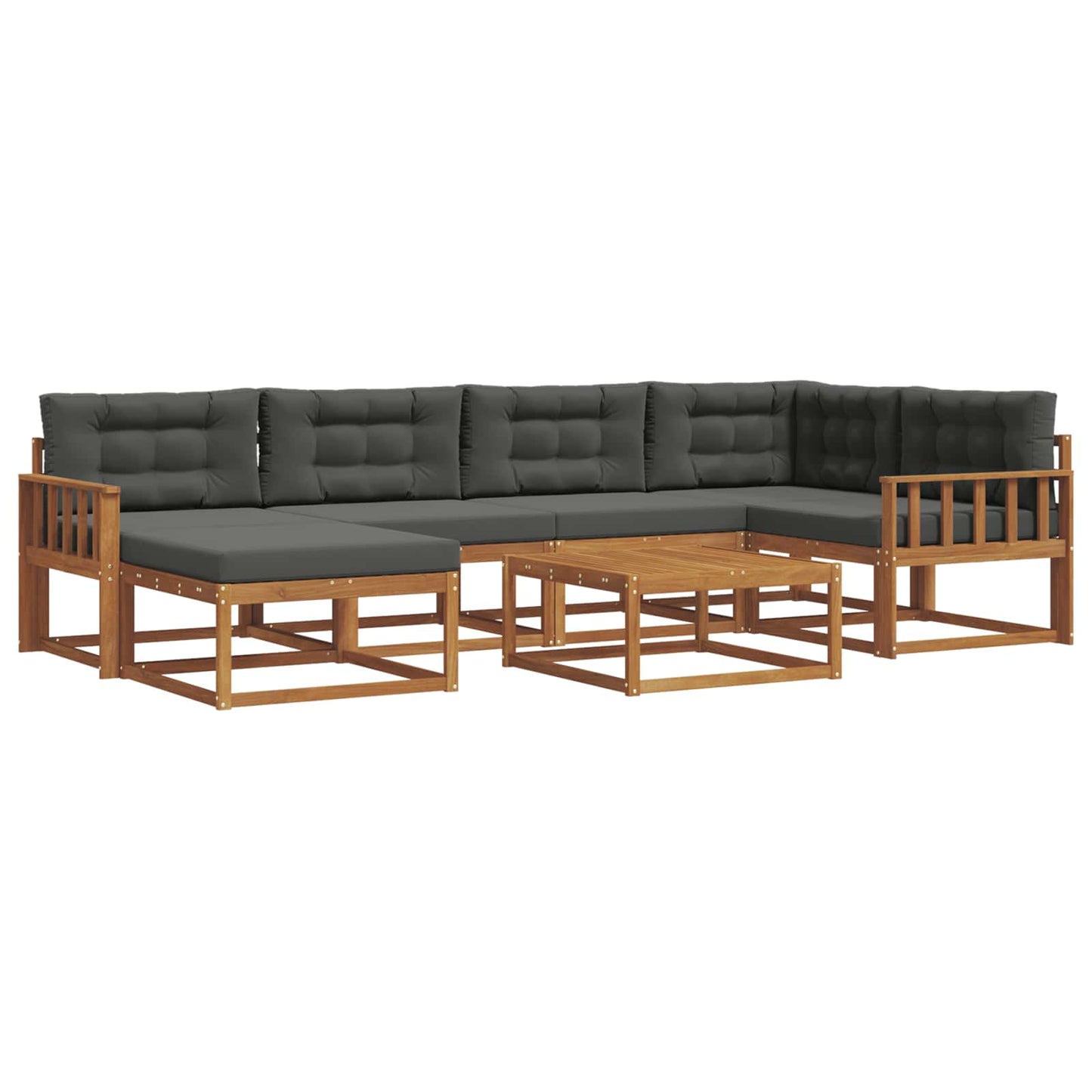 Set di divani da esterno con cuscino 7 pcs Naturale e Antracite | homemem39