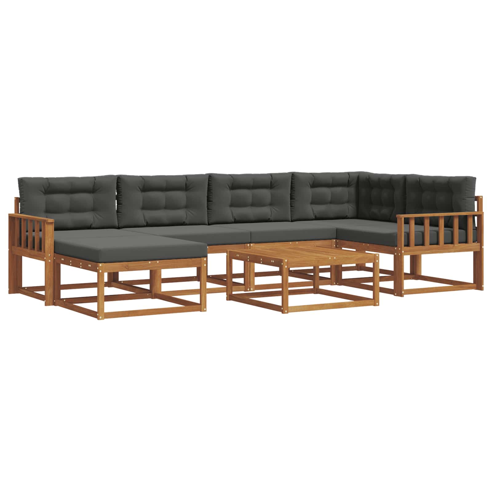 Set di divani da esterno con cuscino 7 pcs Naturale e Antracite | homemem39