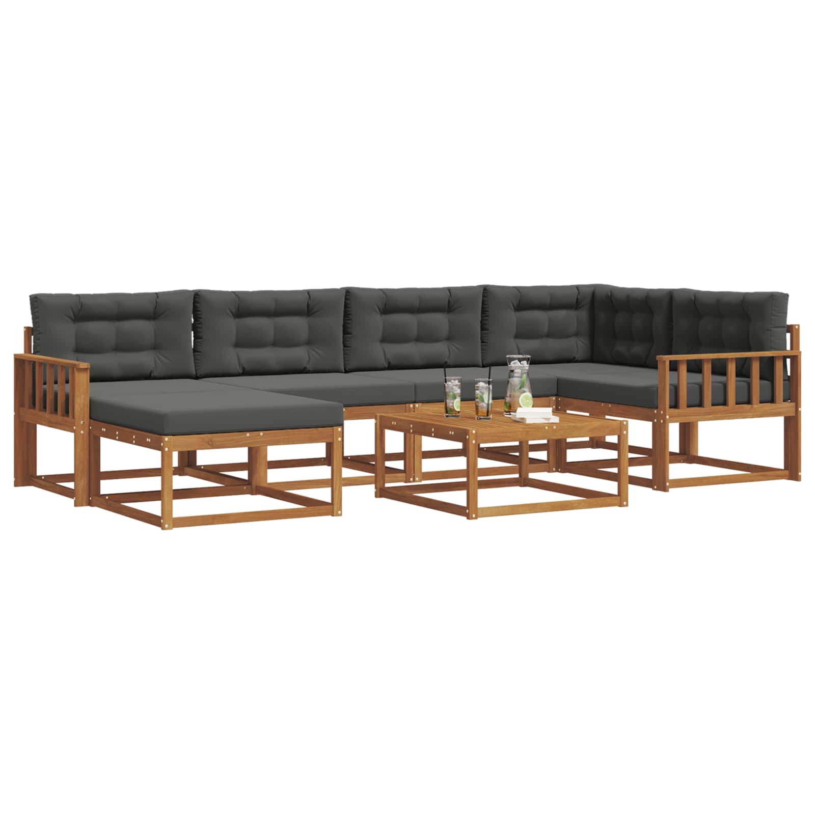 Set di divani da esterno con cuscino 7 pcs Naturale e Antracite | homemem39