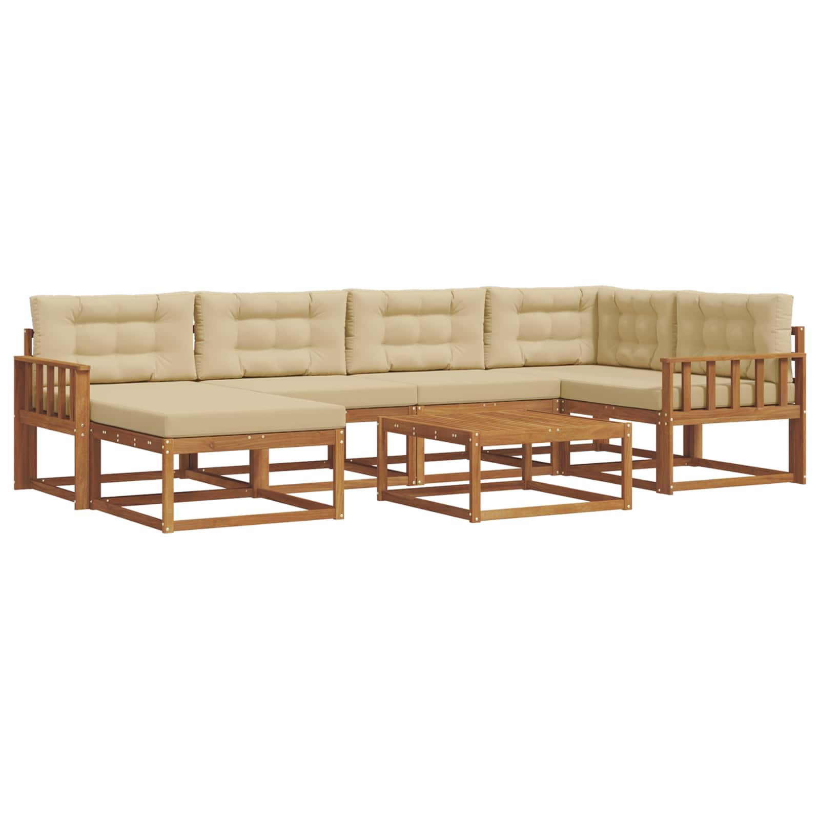 Set di divani da esterno con cuscino 7 pcs Naturale e Beige | homemem39