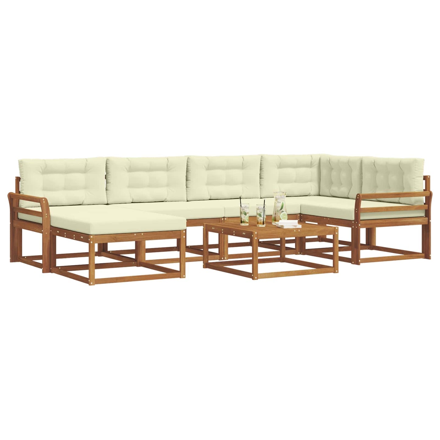Set di divani da esterno con cuscino 7 pcs Naturale e Crema