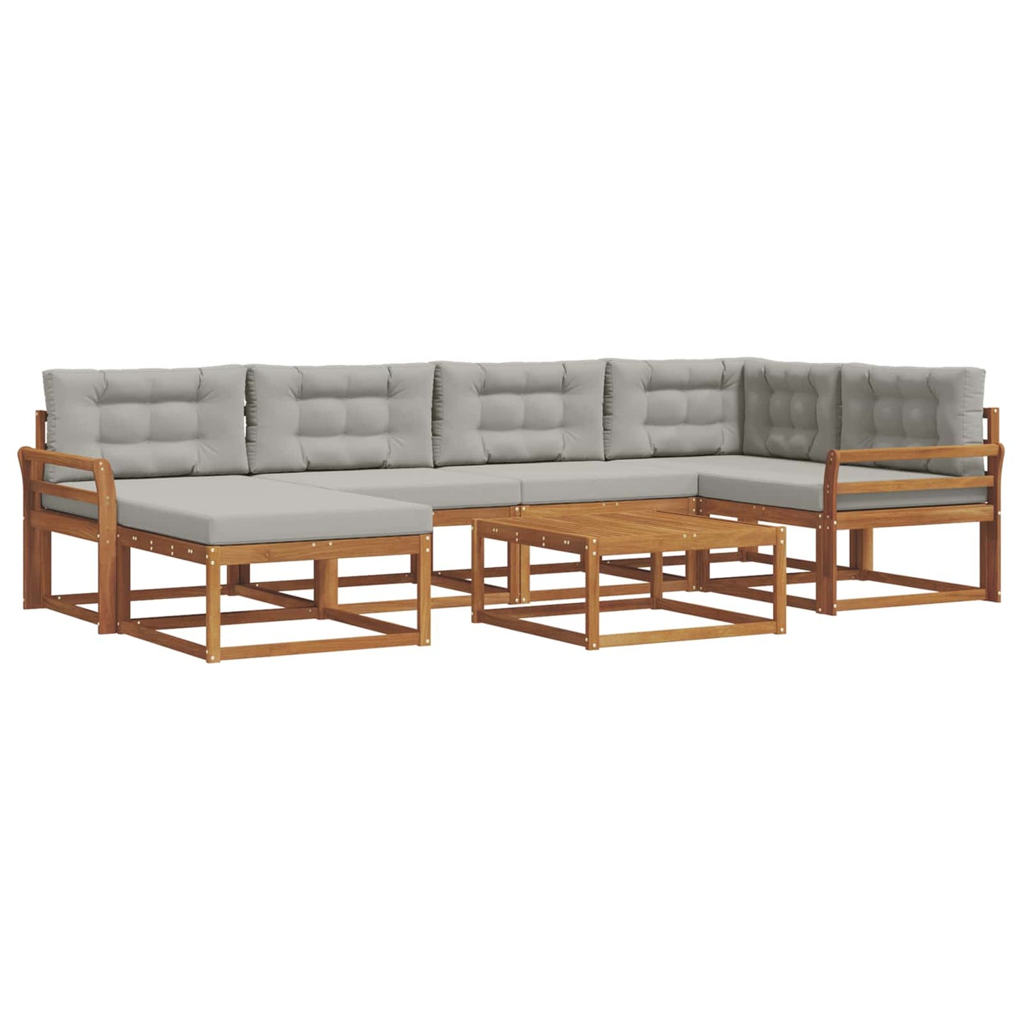 Set di divani da esterno 7 pcs Grigio Naturale e Chiaro | homemem39