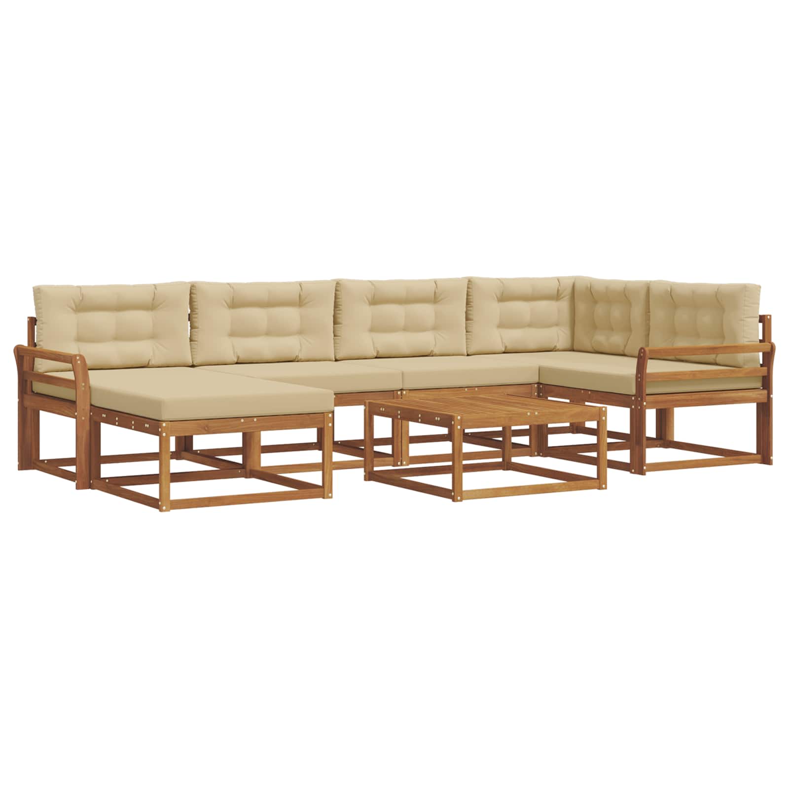 Set di divani da esterno con cuscino 7 pcs Naturale e Beige | homemem39