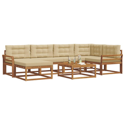 Set di divani da esterno con cuscino 7 pcs Naturale e Beige | homemem39