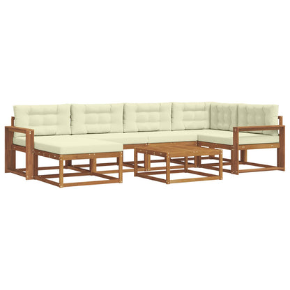 Set di divani da esterno con cuscino 7 pcs Naturale e Crema