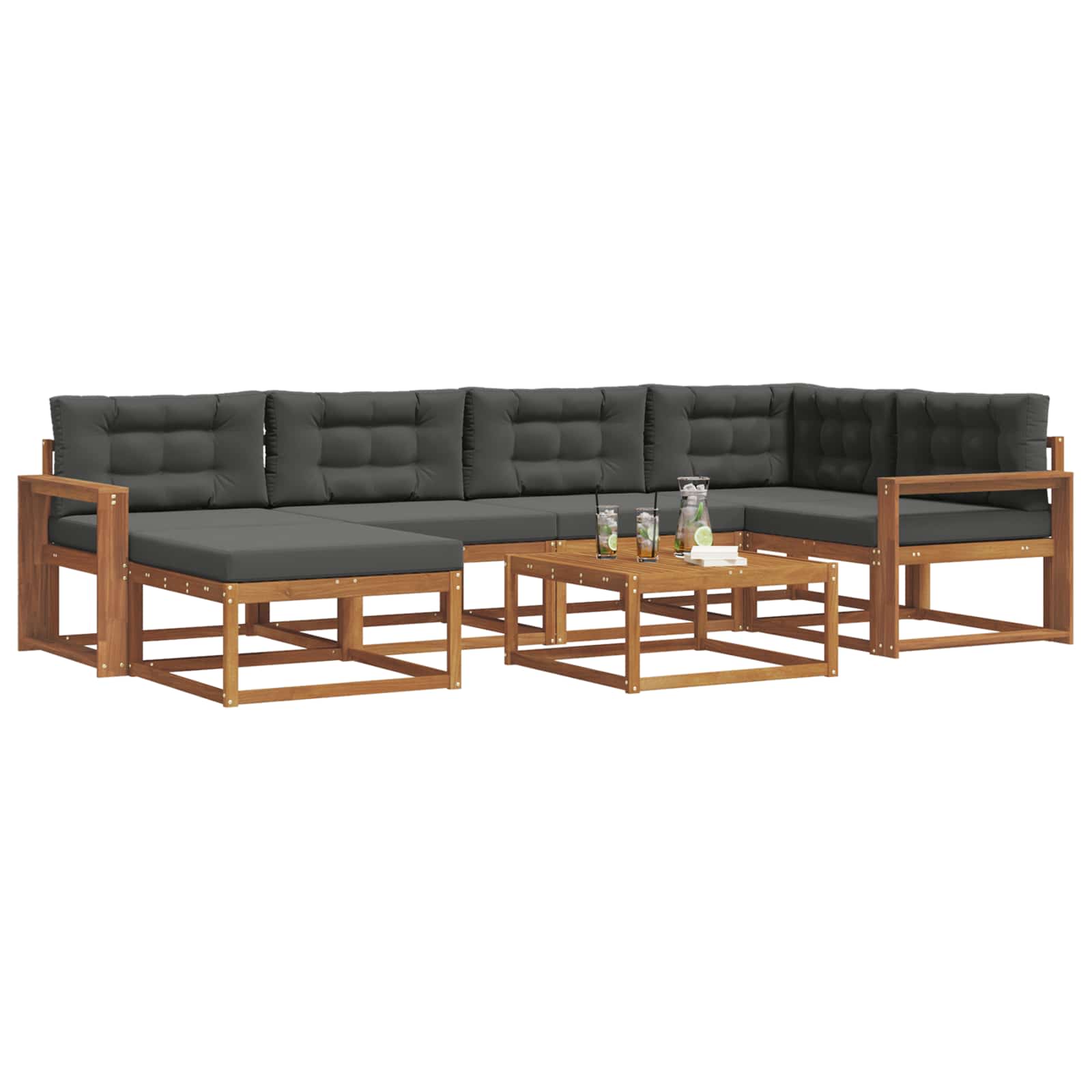 Set di divani da esterno con cuscino 7 pcs Naturale e Antracite | homemem39