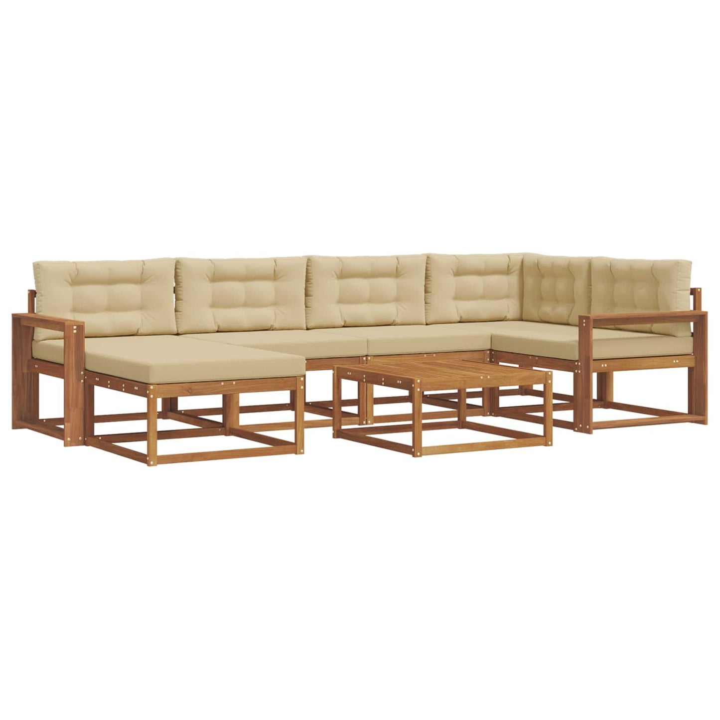 Set di divani da esterno con cuscino 7 pcs Naturale e Beige