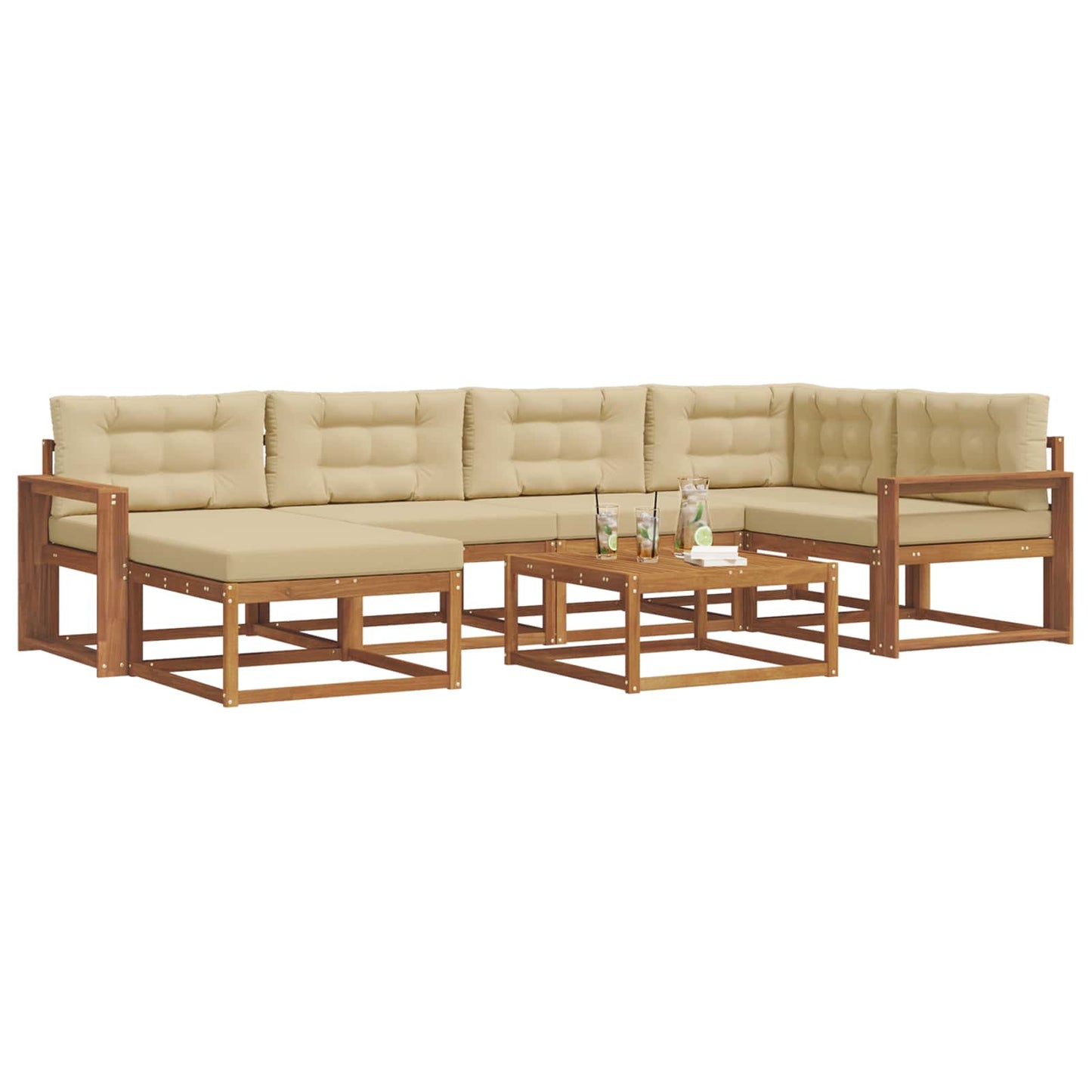 Set di divani da esterno con cuscino 7 pcs Naturale e Beige