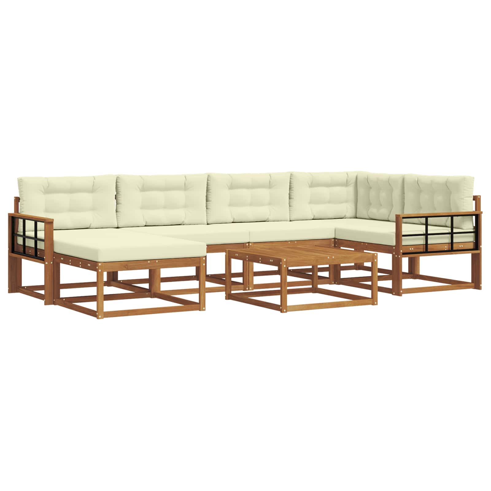 Set di divani da esterno con cuscino 7 pcs Naturale e Crema | homemem39