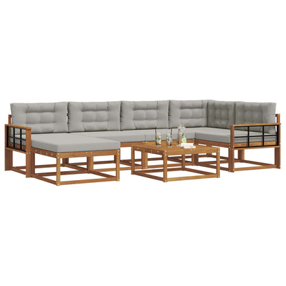 Set di divani da esterno 7 pcs Grigio Naturale e Chiaro