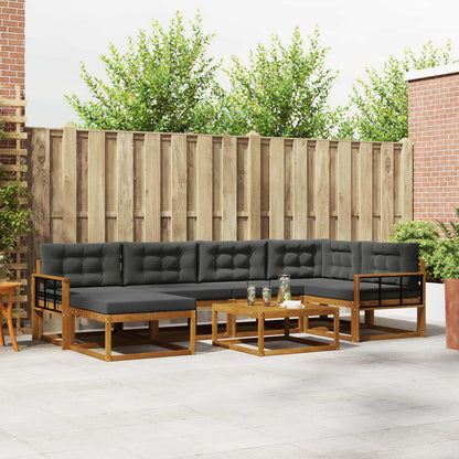 Set di divani da esterno con cuscino 7 pcs Naturale e Antracite | homemem39