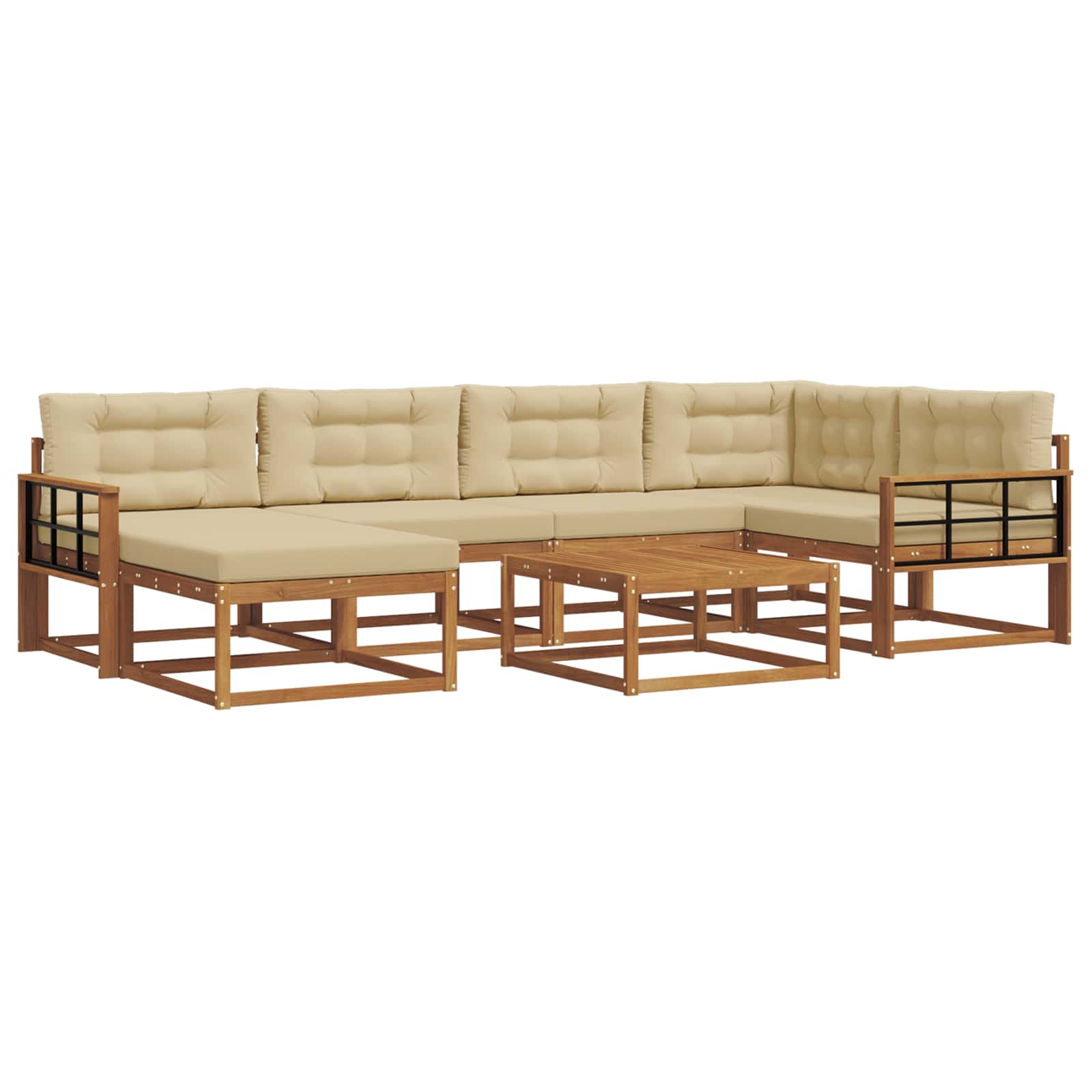 Set di divani da esterno con cuscino 7 pcs Naturale e Beige | homemem39