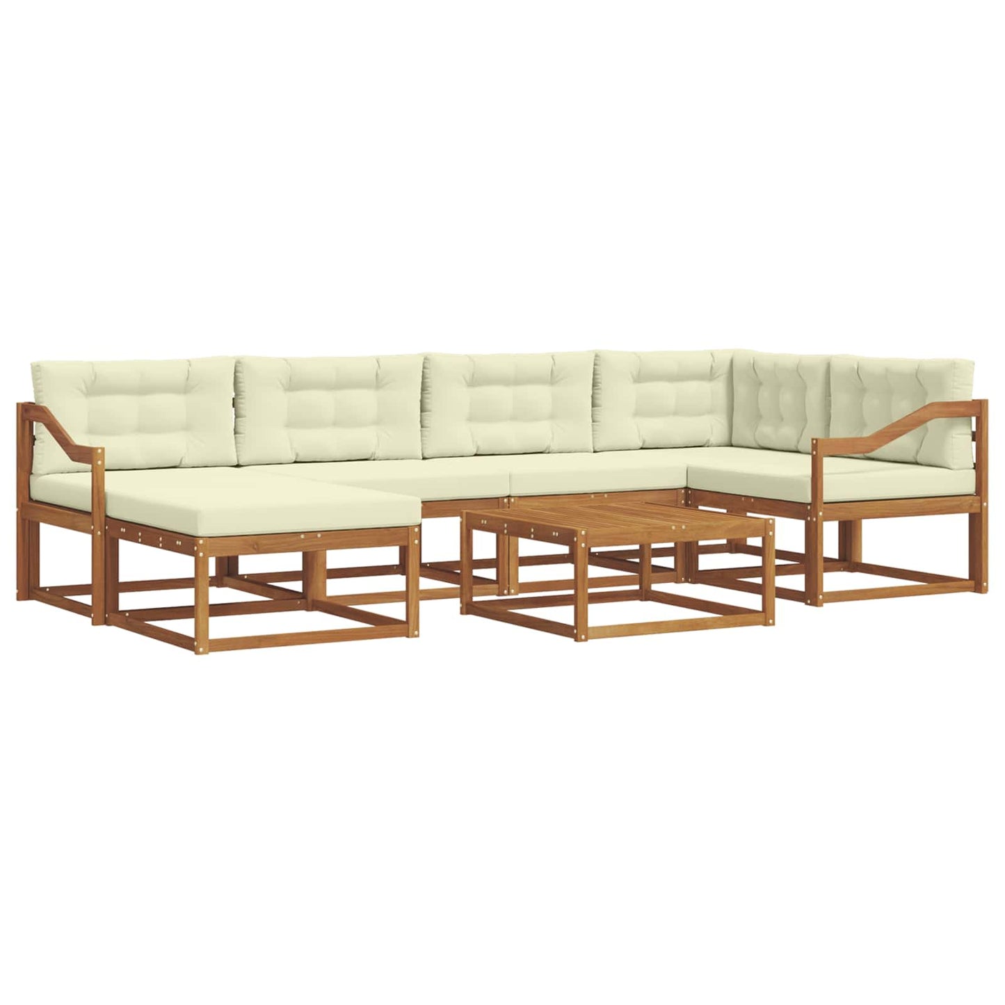 Set di divani da esterno con cuscino 7 pcs Naturale e Crema