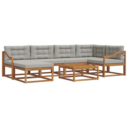 Set di divani da esterno 7 pcs Grigio Naturale e Chiaro