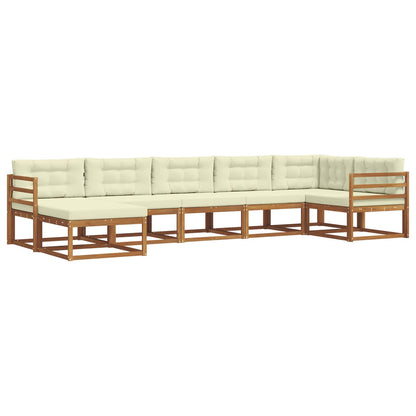 Set di divani da esterno con cuscino 7 pcs Naturale e Crema