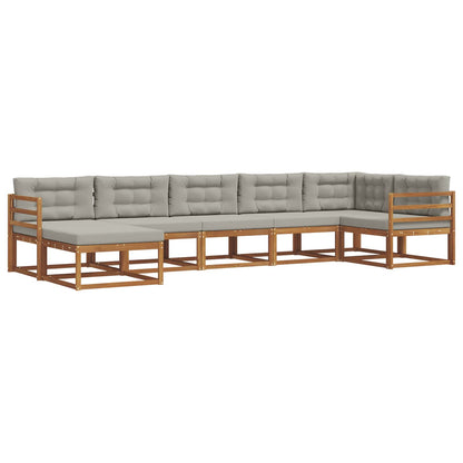 Set di divani da esterno 7 pcs Grigio Naturale e Chiaro | homemem39