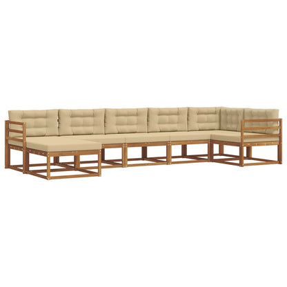 Set di divani da esterno con cuscino 7 pcs Naturale e Beige | homemem39