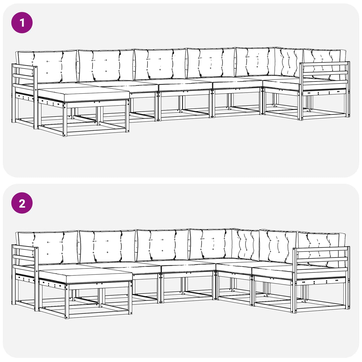 Set di divani da esterno con cuscino 7 pcs Naturale e Beige | homemem39