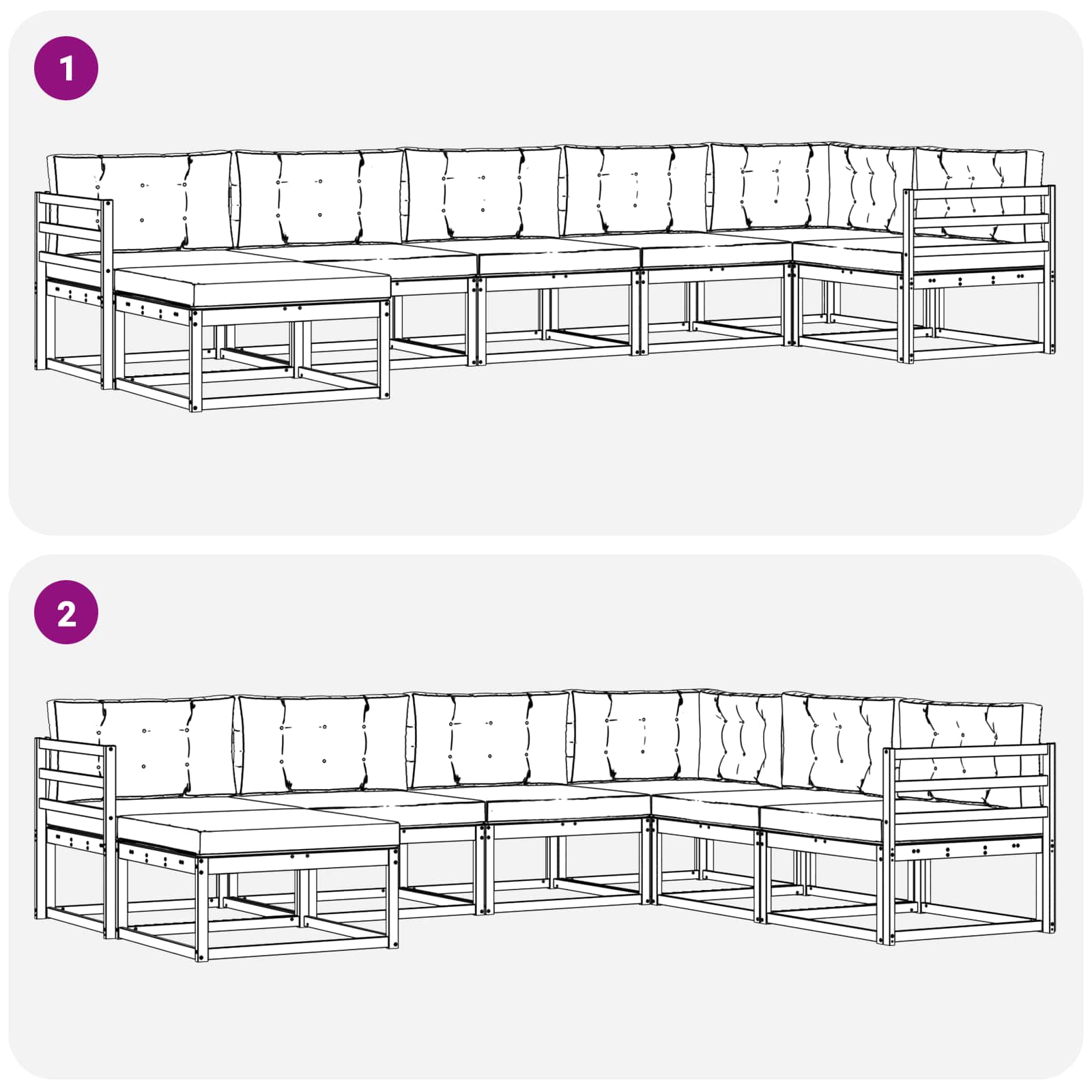 Set di divani da esterno con cuscino 7 pcs Naturale e Beige | homemem39