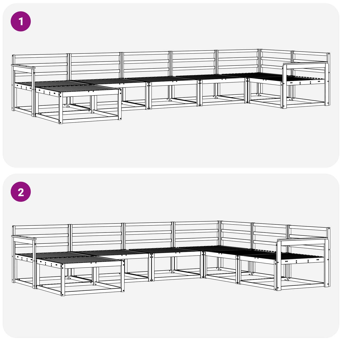 Set di divani da esterno 7 pcs Naturale | homemem39