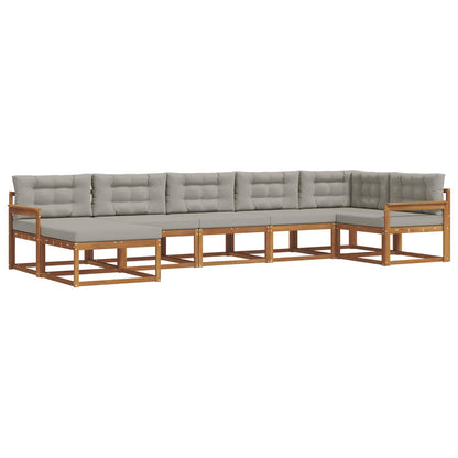 Set di divani da esterno 7 pcs Grigio Naturale e Chiaro | homemem39