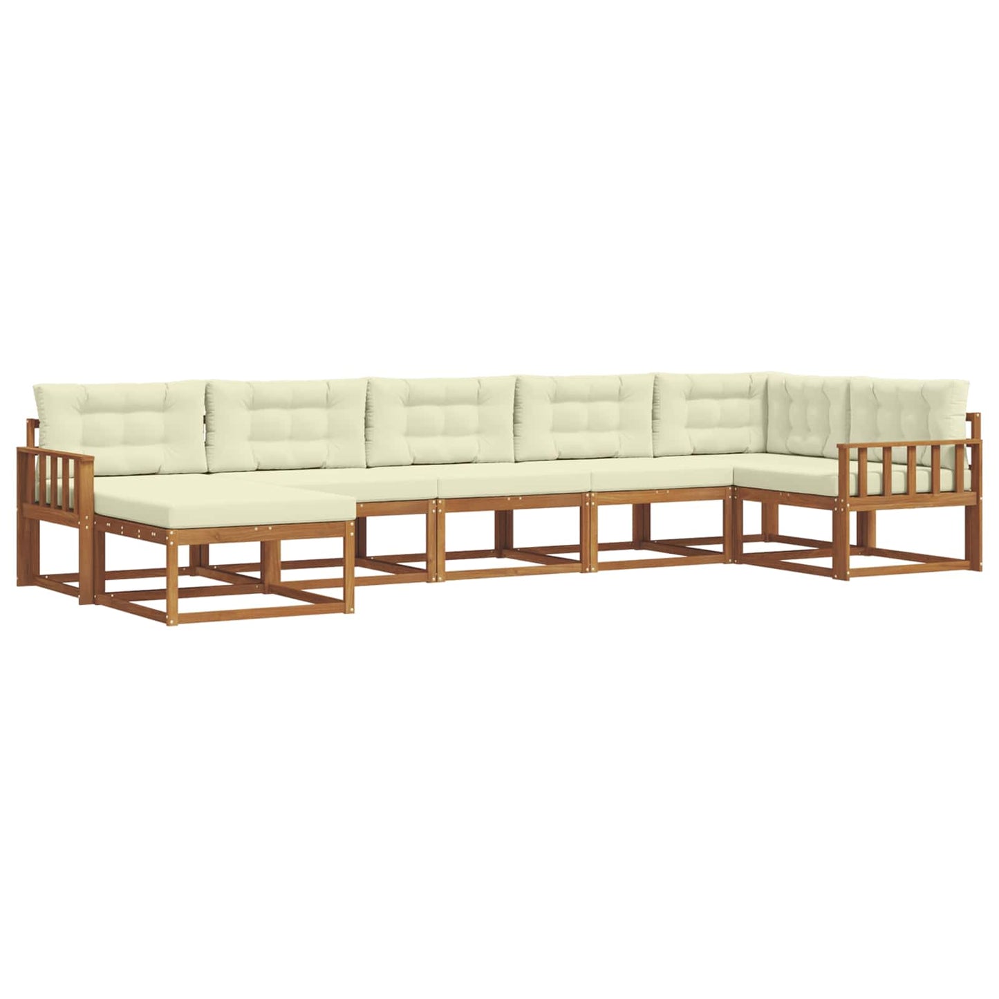 Set di divani da esterno con cuscino 7 pcs Naturale e Crema | homemem39