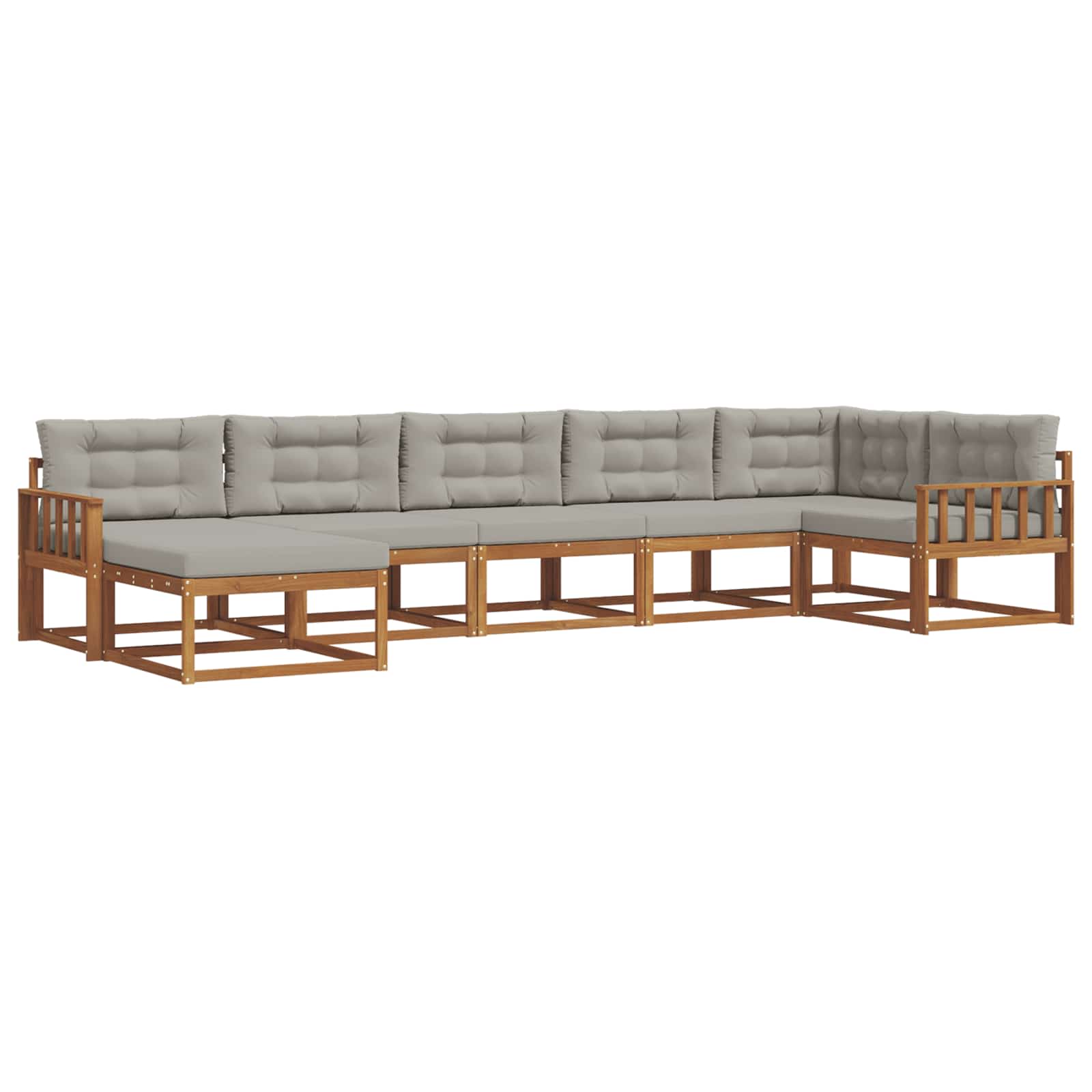 Set di divani da esterno 7 pcs Grigio Naturale e Chiaro | homemem39