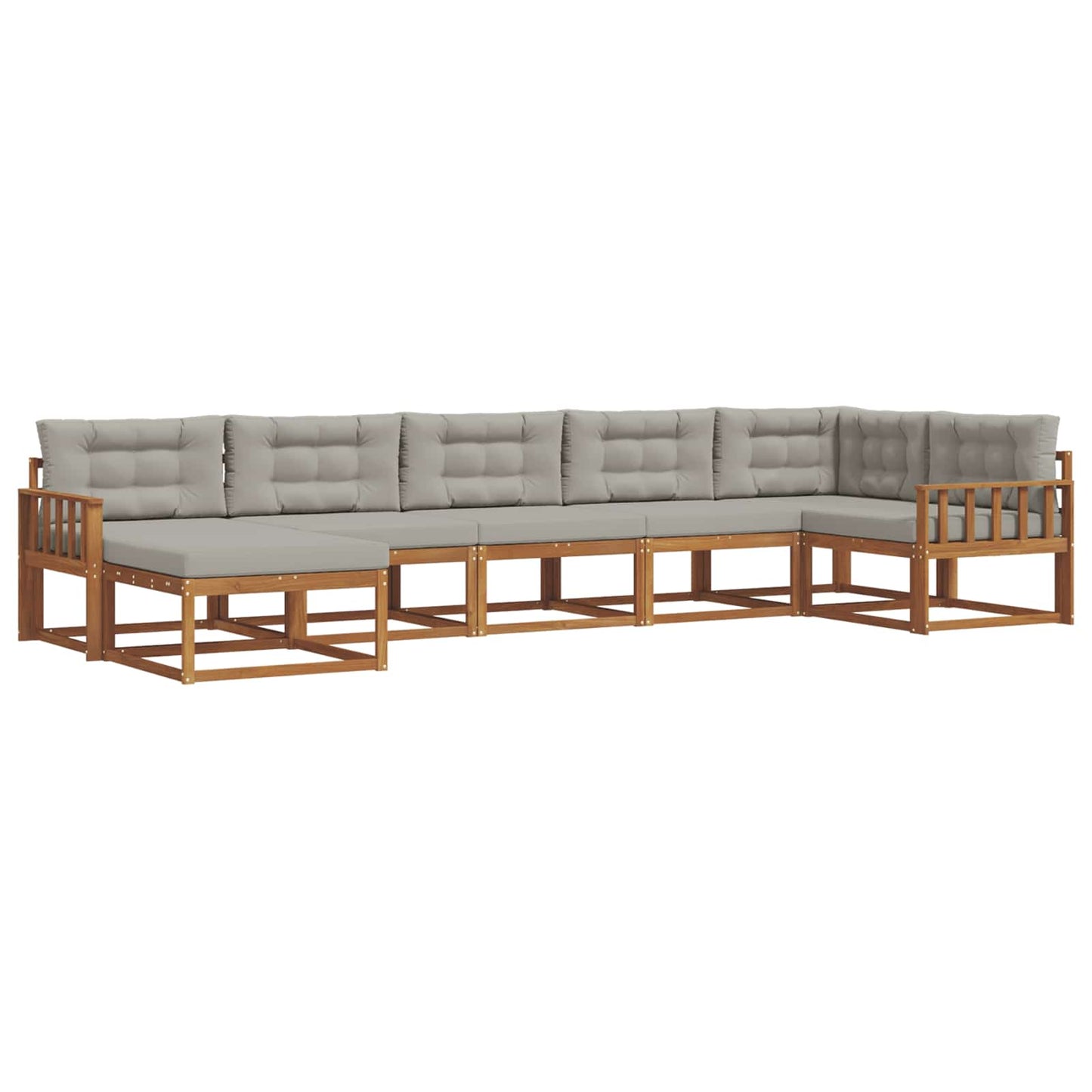 Set di divani da esterno 7 pcs Grigio Naturale e Chiaro