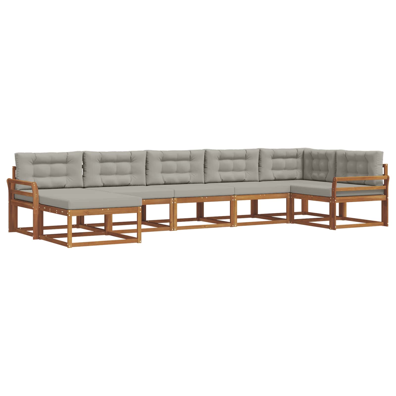 Set di divani da esterno 7 pcs Grigio Naturale e Chiaro | homemem39