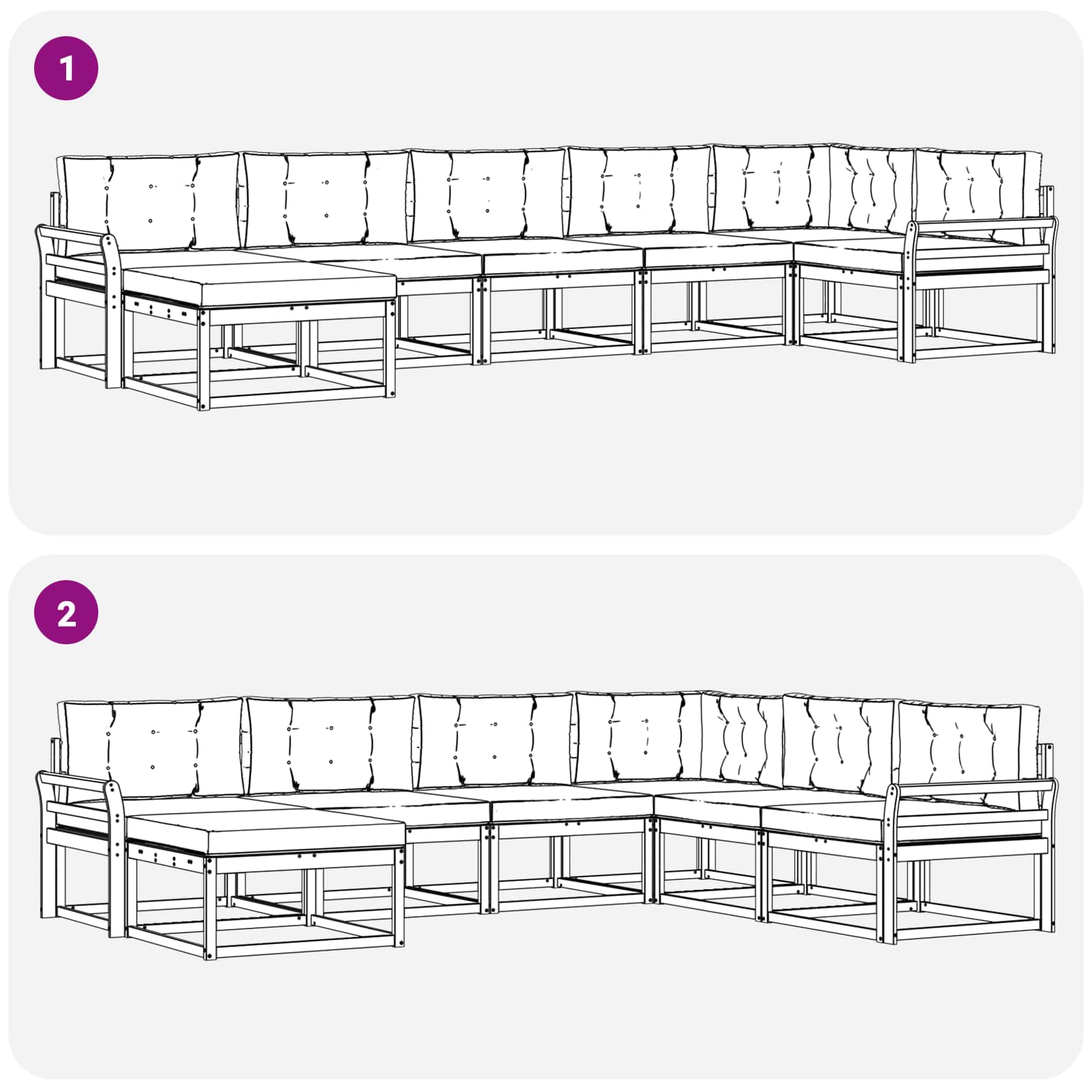 Set di divani da esterno 7 pcs Grigio Naturale e Chiaro | homemem39