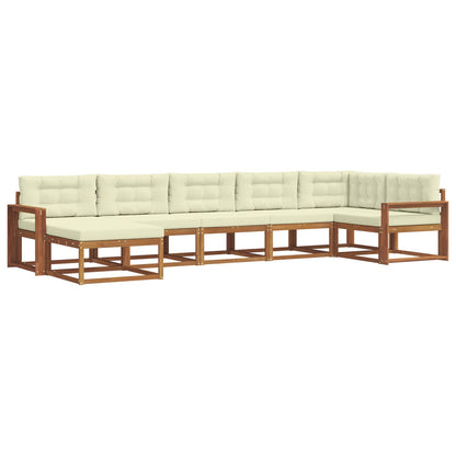 Set di divani da esterno con cuscino 7 pcs Naturale e Crema | homemem39