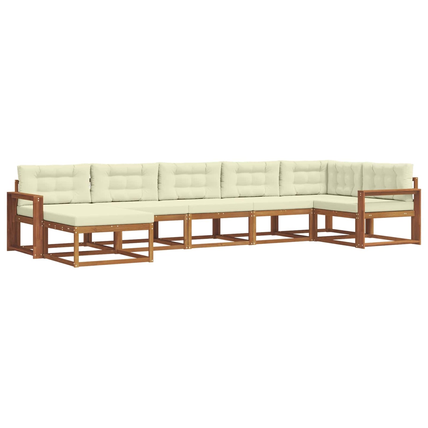 Set di divani da esterno con cuscino 7 pcs Naturale e Crema