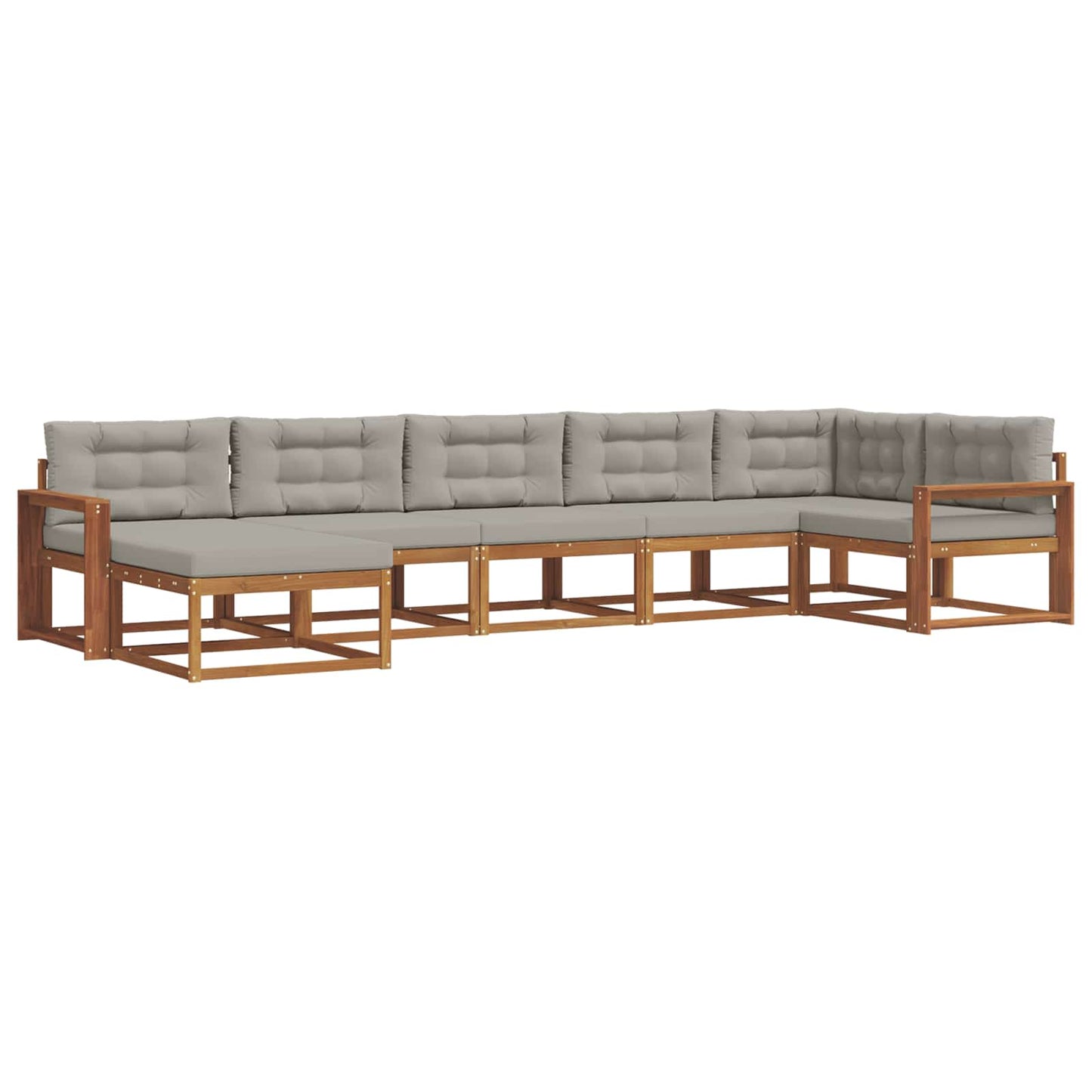 Set di divani da esterno 7 pcs Grigio Naturale e Chiaro