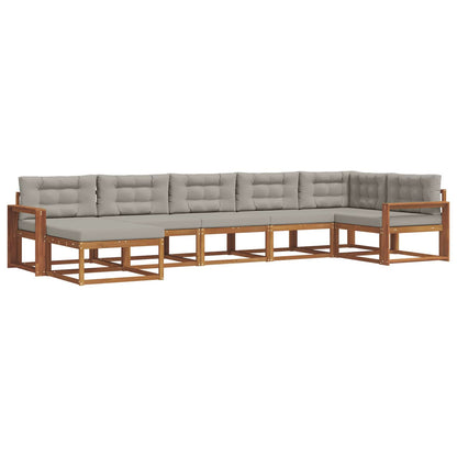 Set di divani da esterno 7 pcs Grigio Naturale e Chiaro