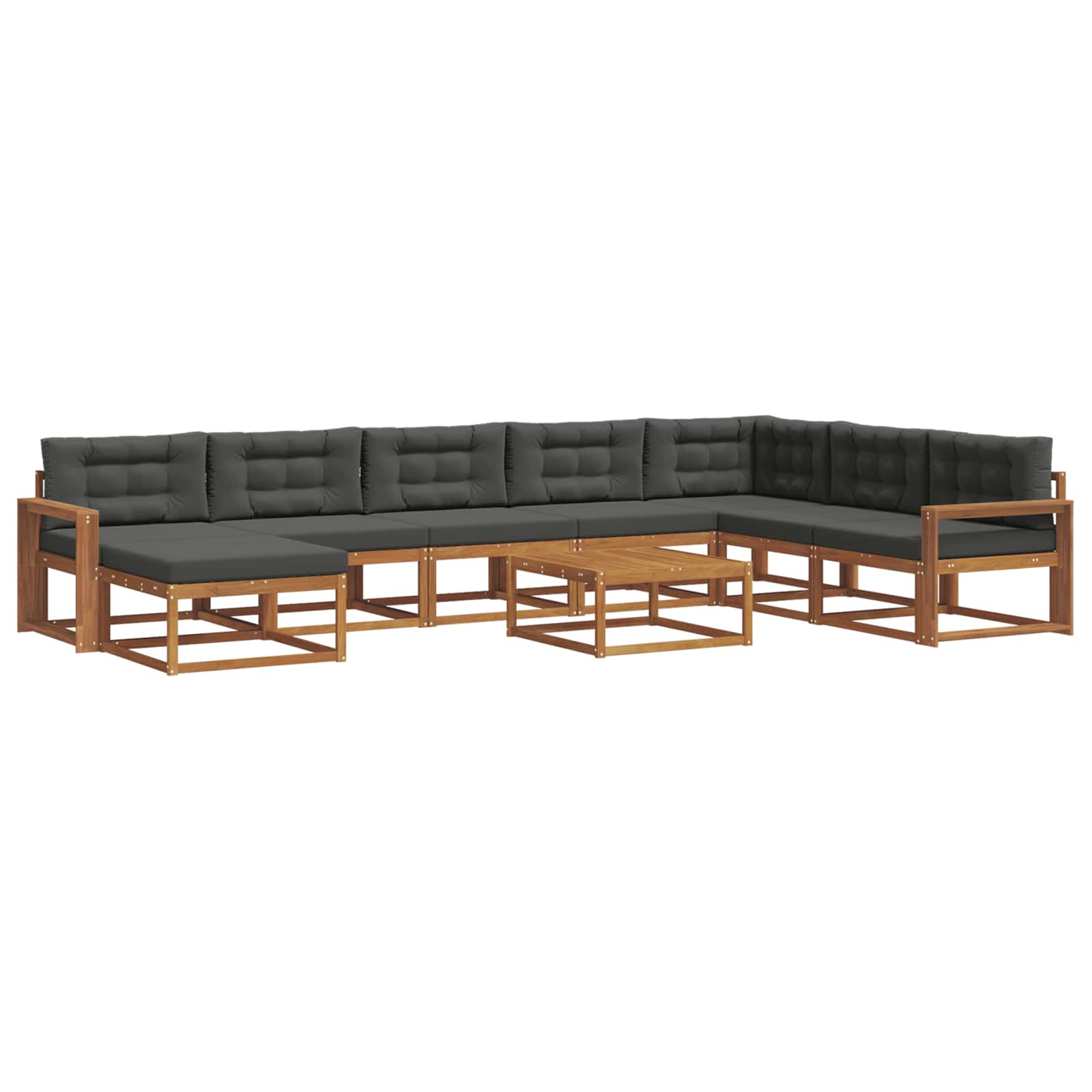 Set di divani da esterno con cuscino 9 pcs Naturale e Antracite | homemem39