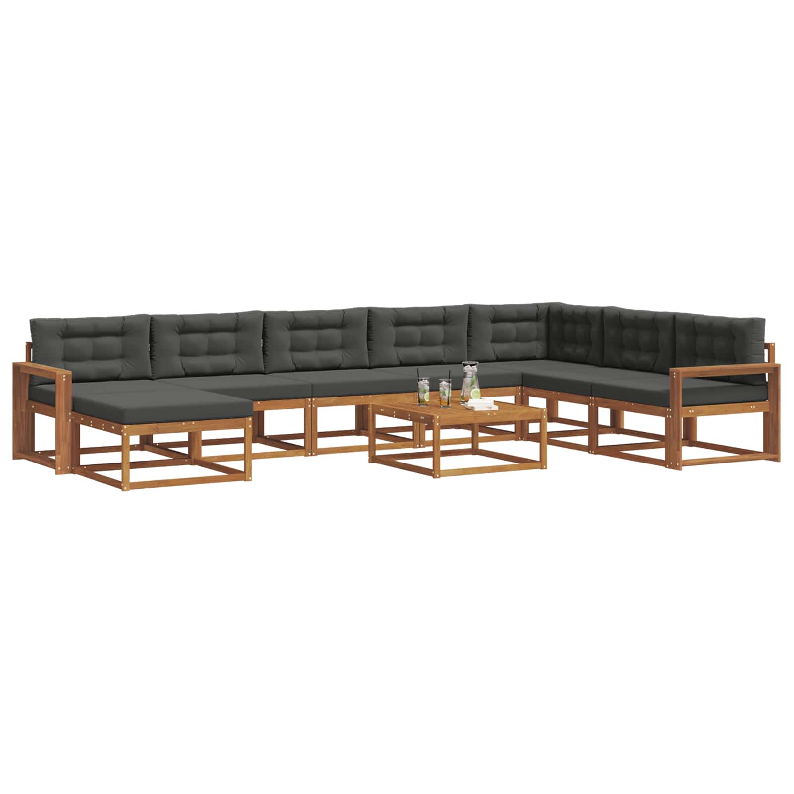 Set di divani da esterno con cuscino 9 pcs Naturale e Antracite | homemem39