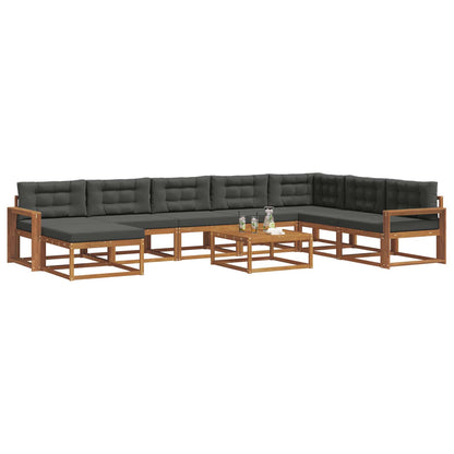 Set di divani da esterno con cuscino 9 pcs Naturale e Antracite | homemem39