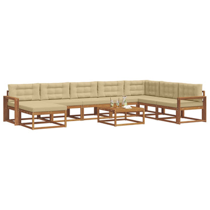 Set di divani da esterno con cuscino 9 pcs Naturale e Beige | homemem39