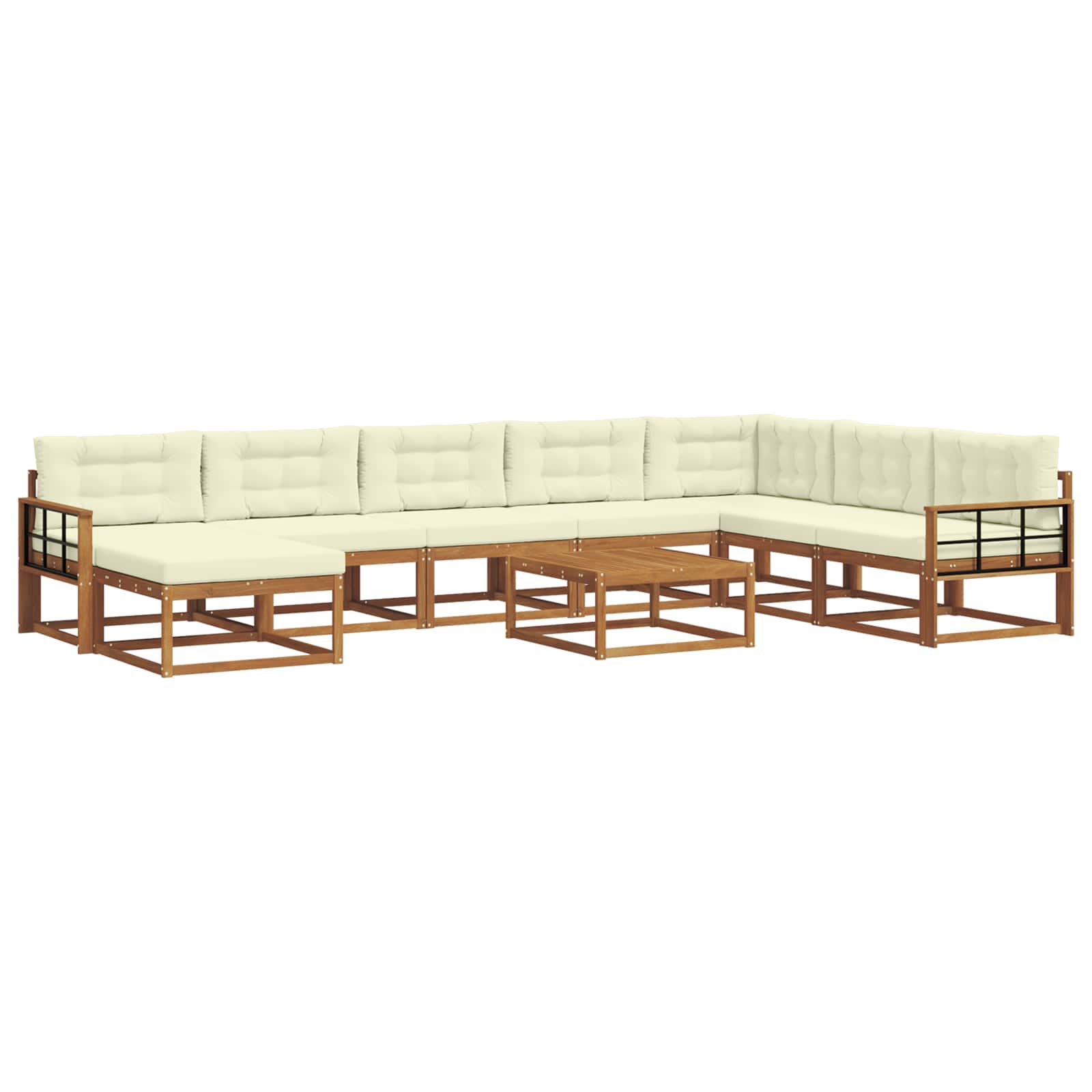 Set di divani da esterno con cuscino 9 pcs Naturale e Crema | homemem39
