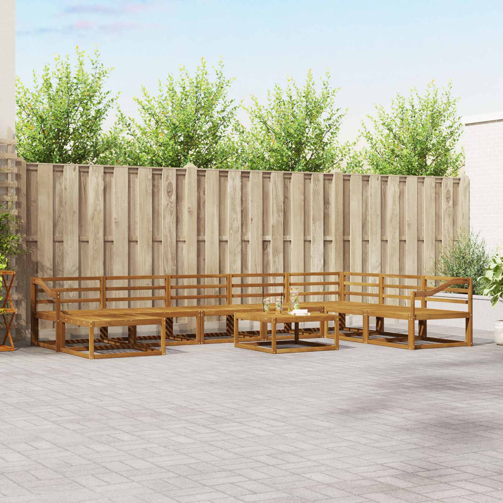 Set di divani da esterno 9 pcs Naturale | homemem39