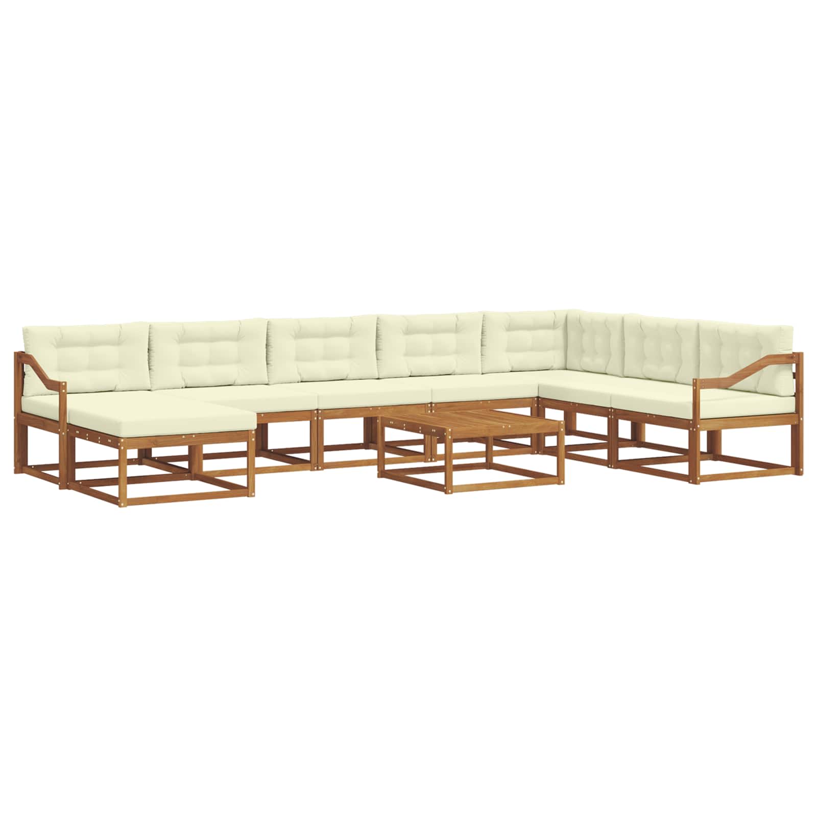 Set di divani da esterno con cuscino 9 pcs Naturale e Crema | homemem39