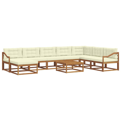 Set di divani da esterno con cuscino 9 pcs Naturale e Crema | homemem39