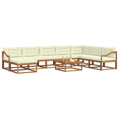 Set di divani da esterno con cuscino 9 pcs Naturale e Crema | homemem39