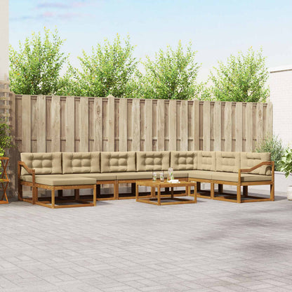 Set di divani da esterno con cuscino 9 pcs Naturale e Beige